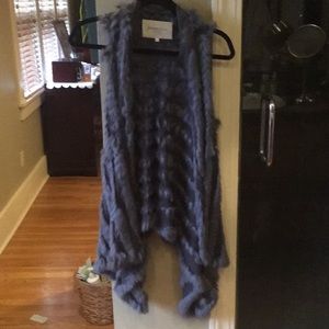 Patrizia Luca rabbit gray high low vest